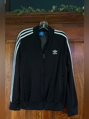 adidas Black Jacket with Blue Trefoil Tag